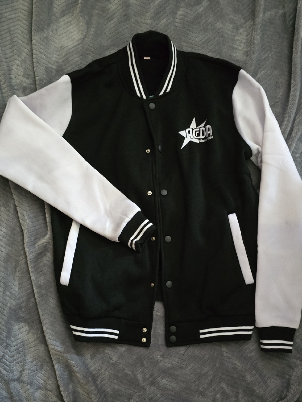 Reach The Beach National Championship Black & White Varsity Bomber Jacket